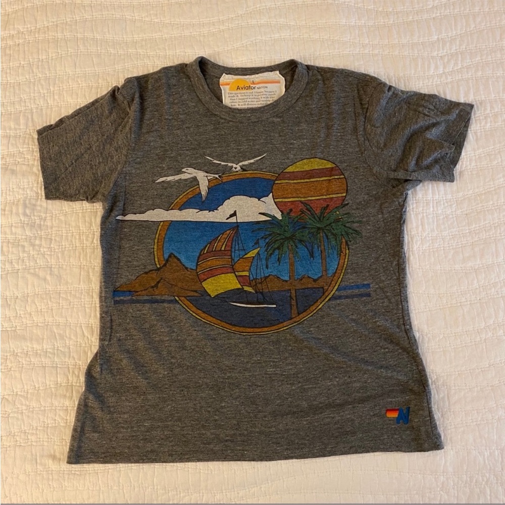 Aviator Nation Gray Graphic Tee